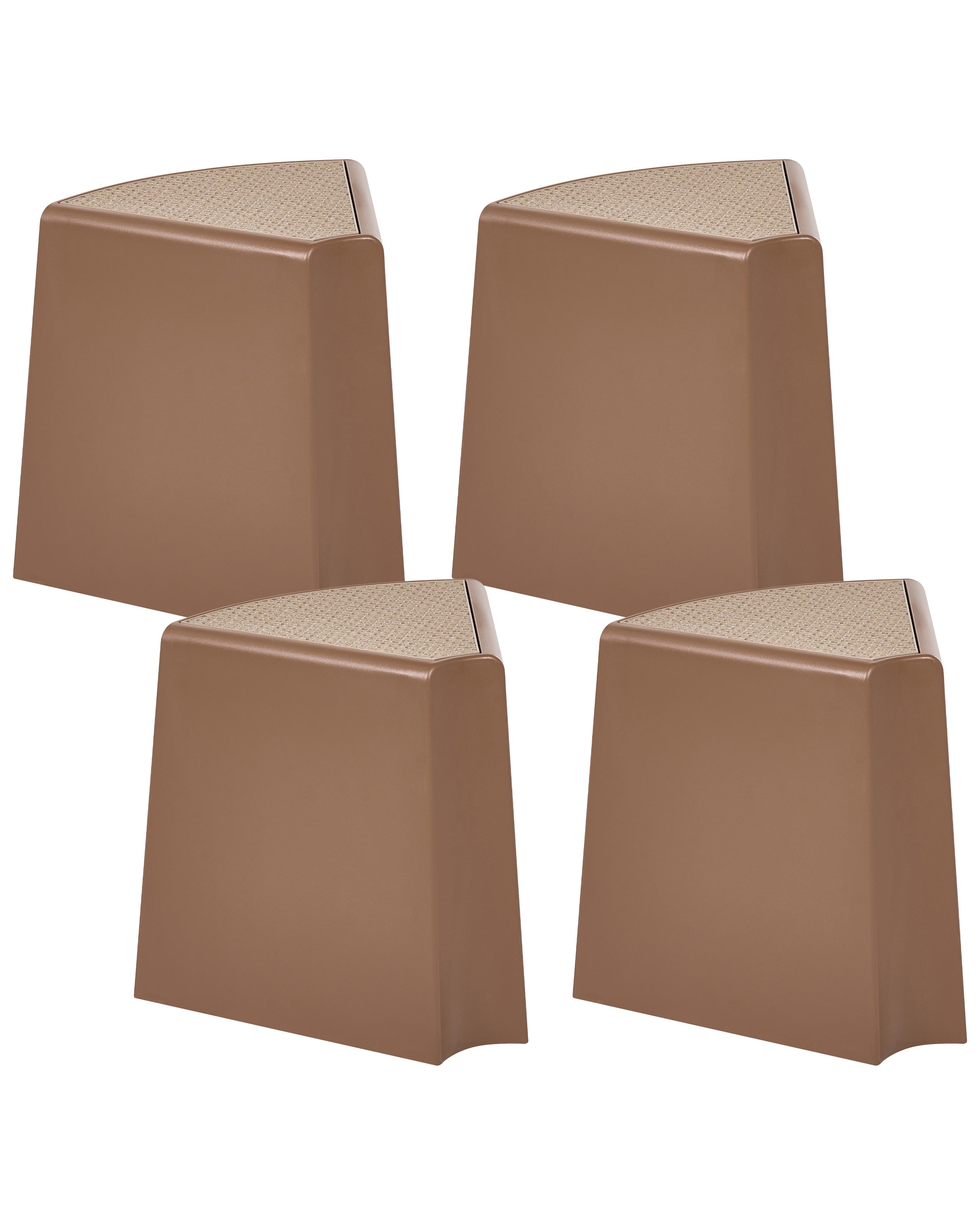 Set of 4 Garden Stools EVROS Brown