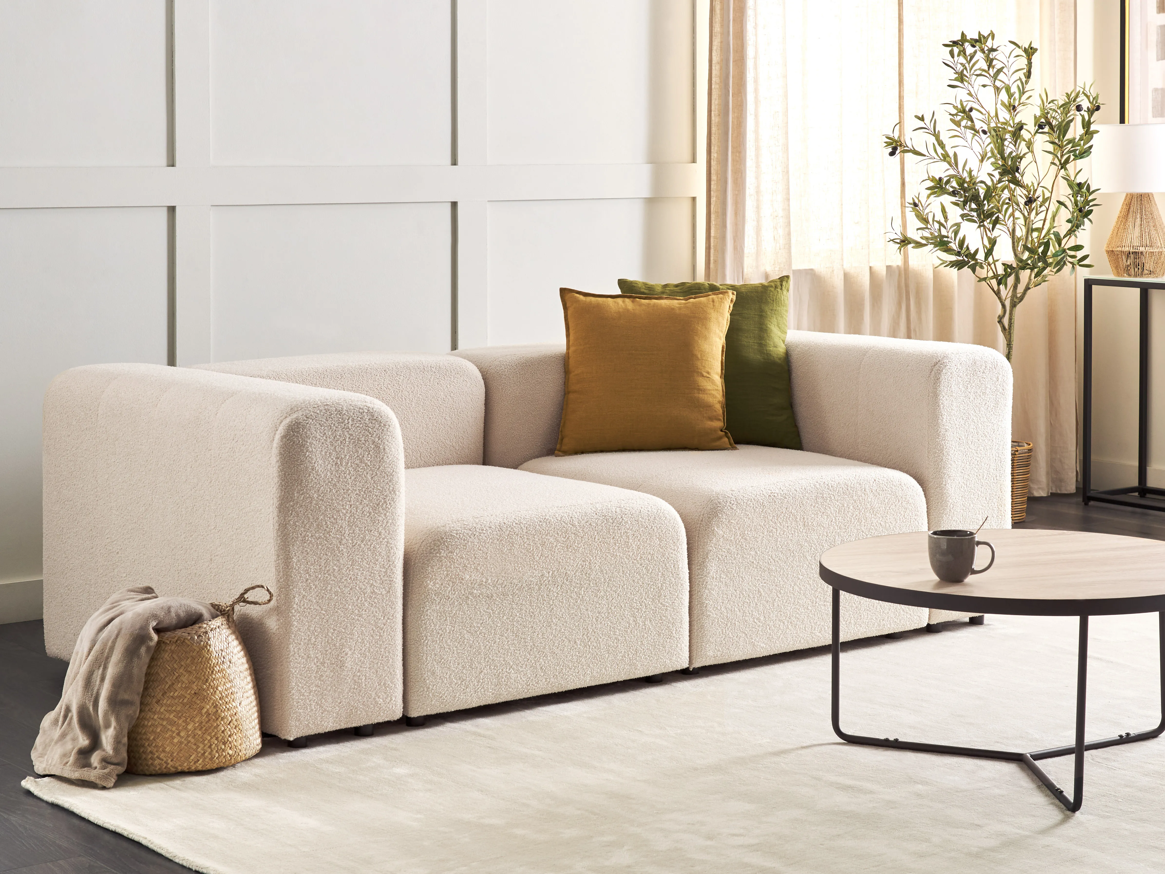 Modular Sofa 2 Seater FALSTERBO Boucle Light Beige
