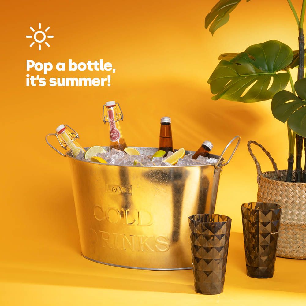LIVIVO Galvanised Ice Bucket Champagne Bath 24L Large Drinks Cooler for Parties Wine Beer Outdoor Entertaining