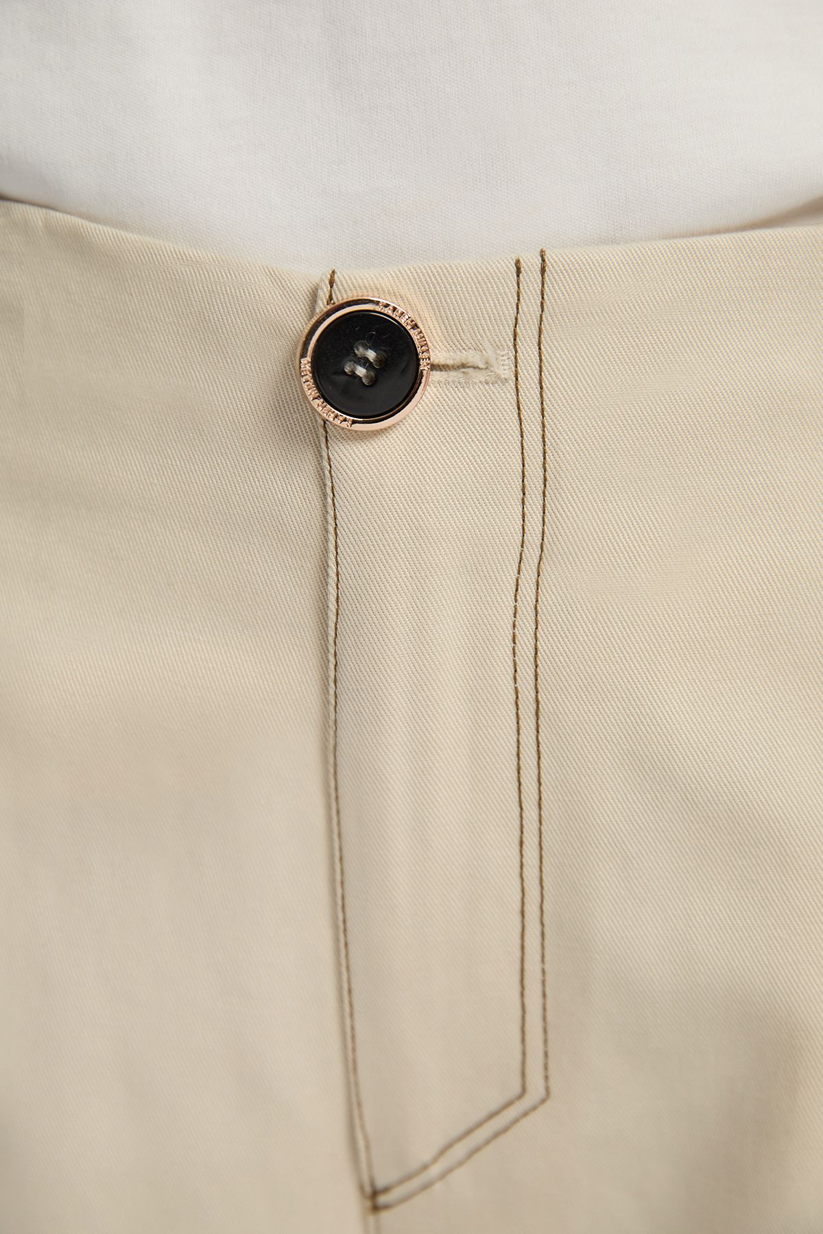 KarenMillen Tencel Cotton Contrast Stitch Woven Straight Leg Trouser