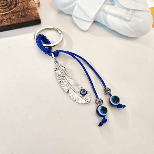 The Colourful Aura Leaf Evil Eye Tassel Turkish Protection Evil Eye Nazar House Car Keychain