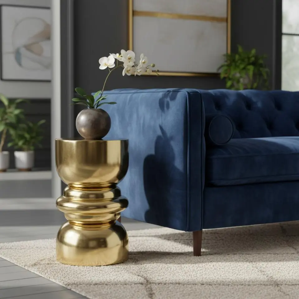 Housecraft Kinga Bijzettafel Rond 29.50 cm Goud