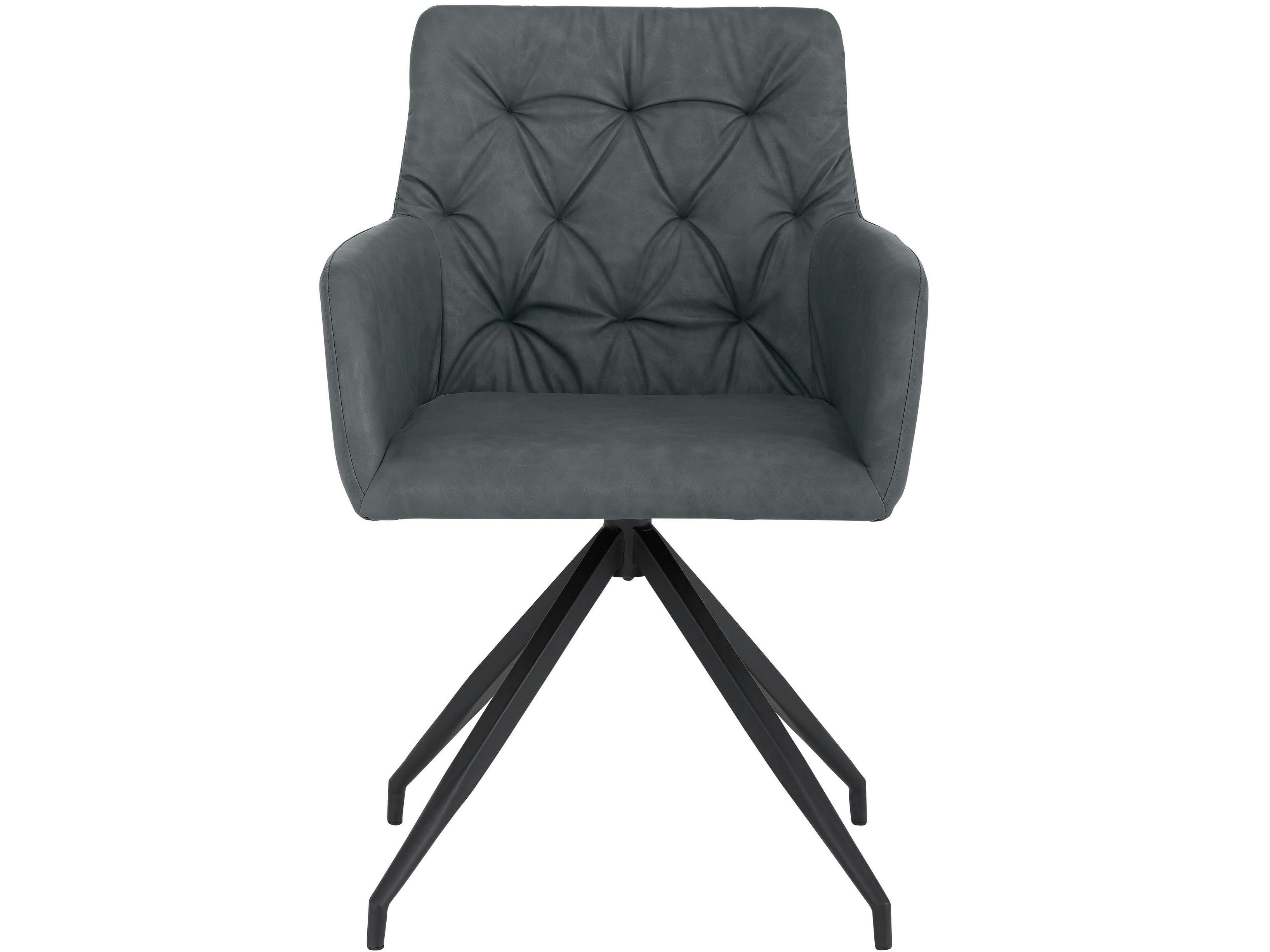 ASHLEY - Lot de 2 chaises de salle à manger rembourrées en PU anthracite