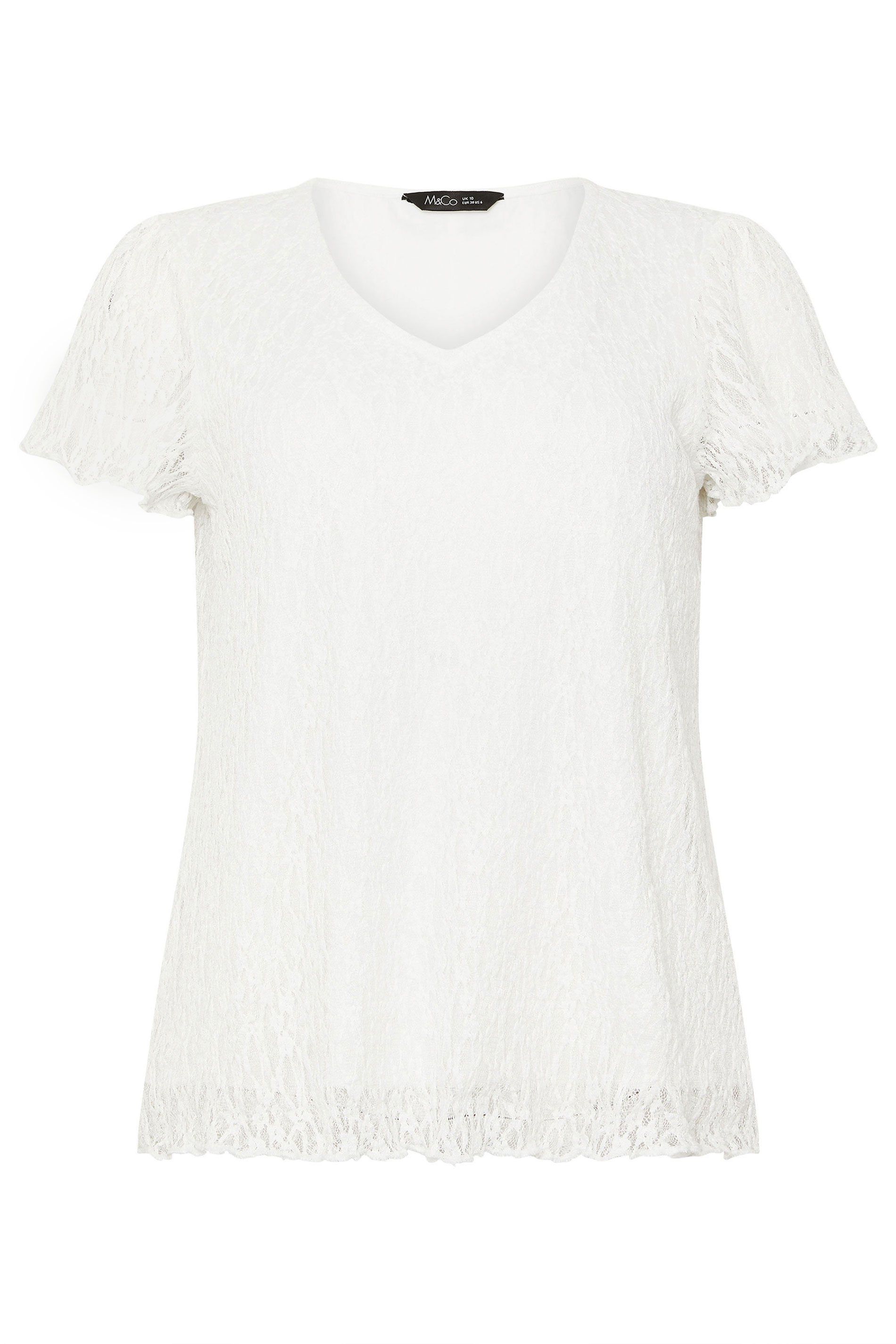 M&Co Floral Lace V-Neck Top