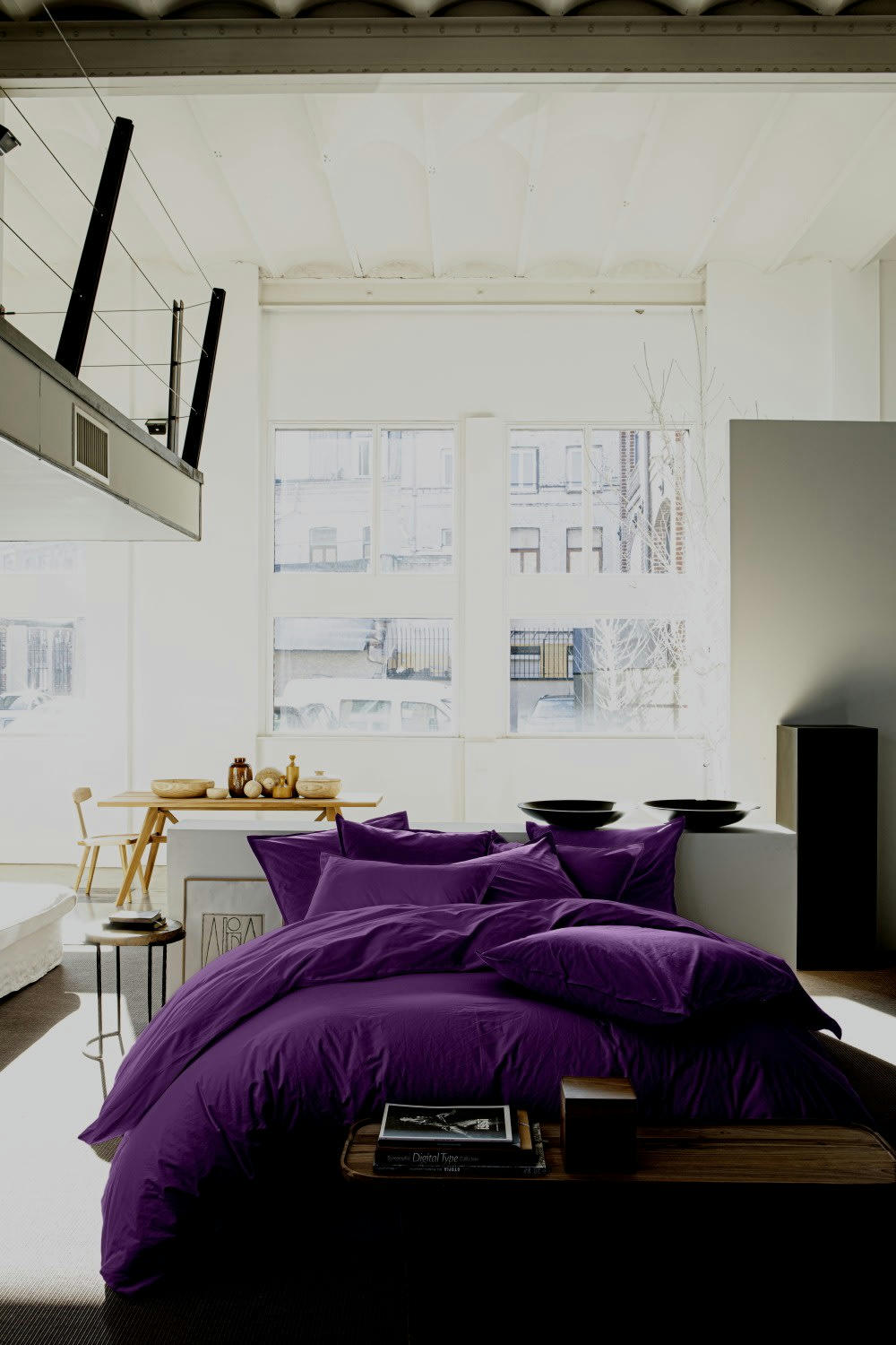 VIOLET - Housse de couette lin lave violet 155x220 cm