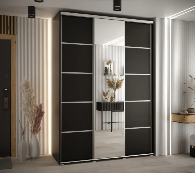 Szafa przesuwna 45 Cannes 5 170 czarny czarny srebrny