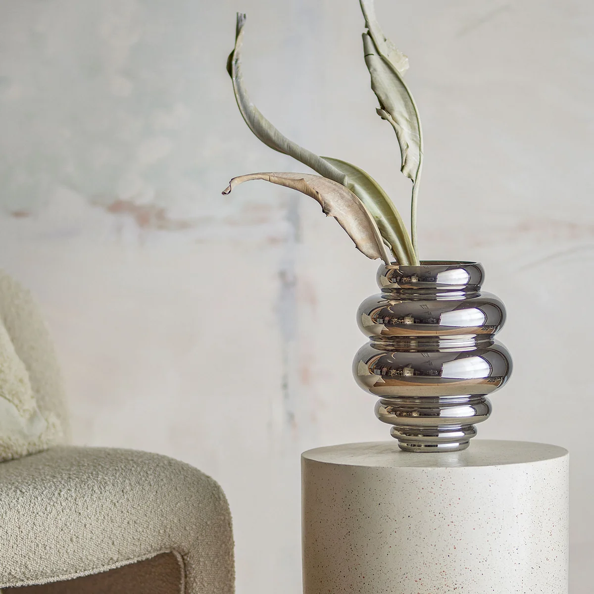 Bloomingville - Zorya Vase, H 24 cm, silber
