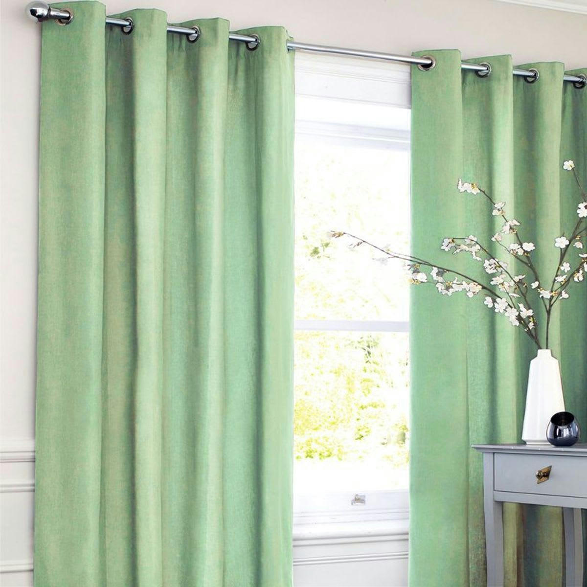 COTTON - Rideau en polycoton vert clair 140x250