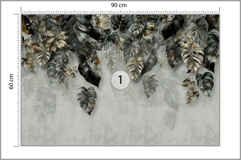 Fototapeta Tropikalne Liście Na Betonie 3D 90x60cm
