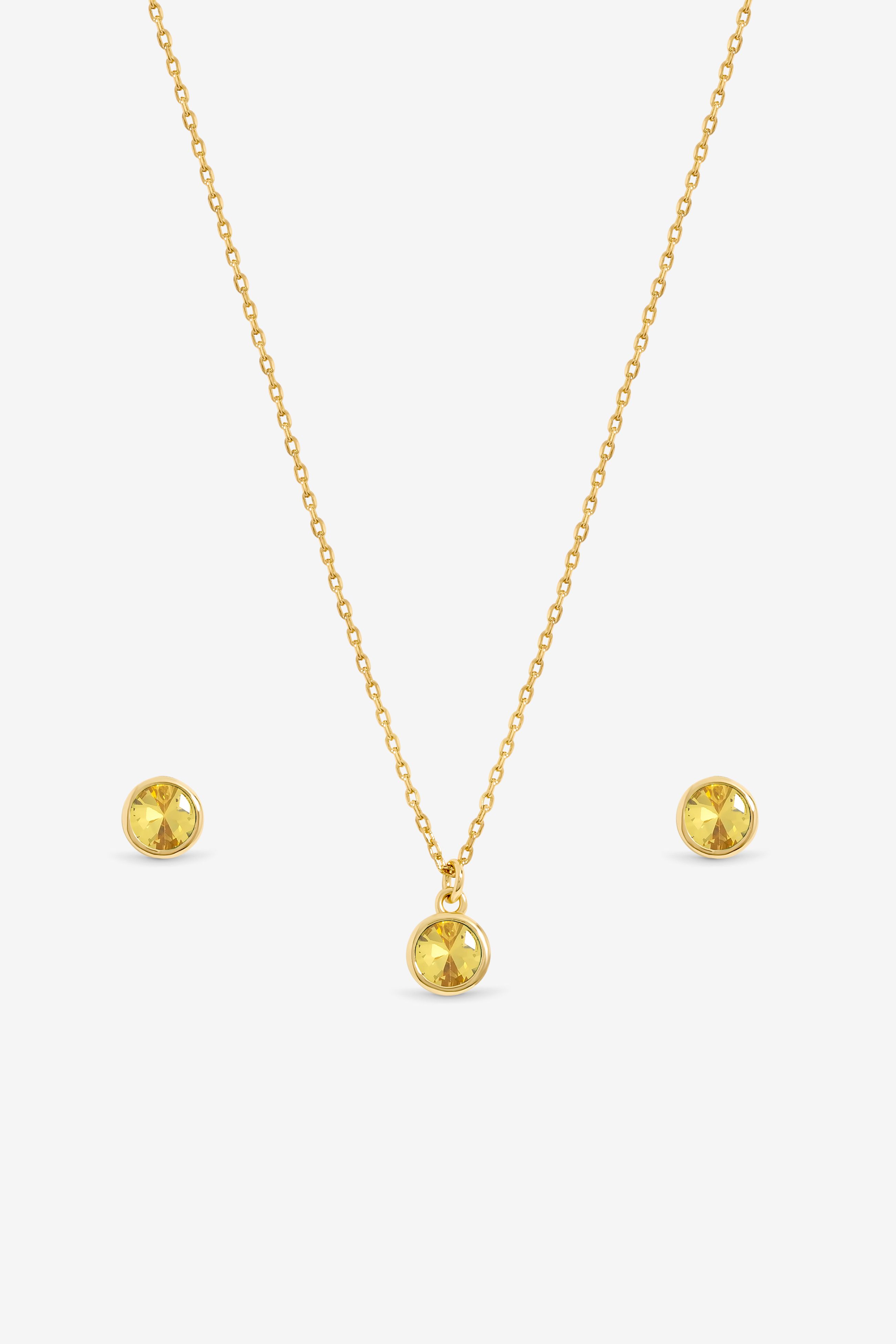 Jon Richard 14Ct Real Gold Plated Birthstone Bezel Set - November - Gift Boxed