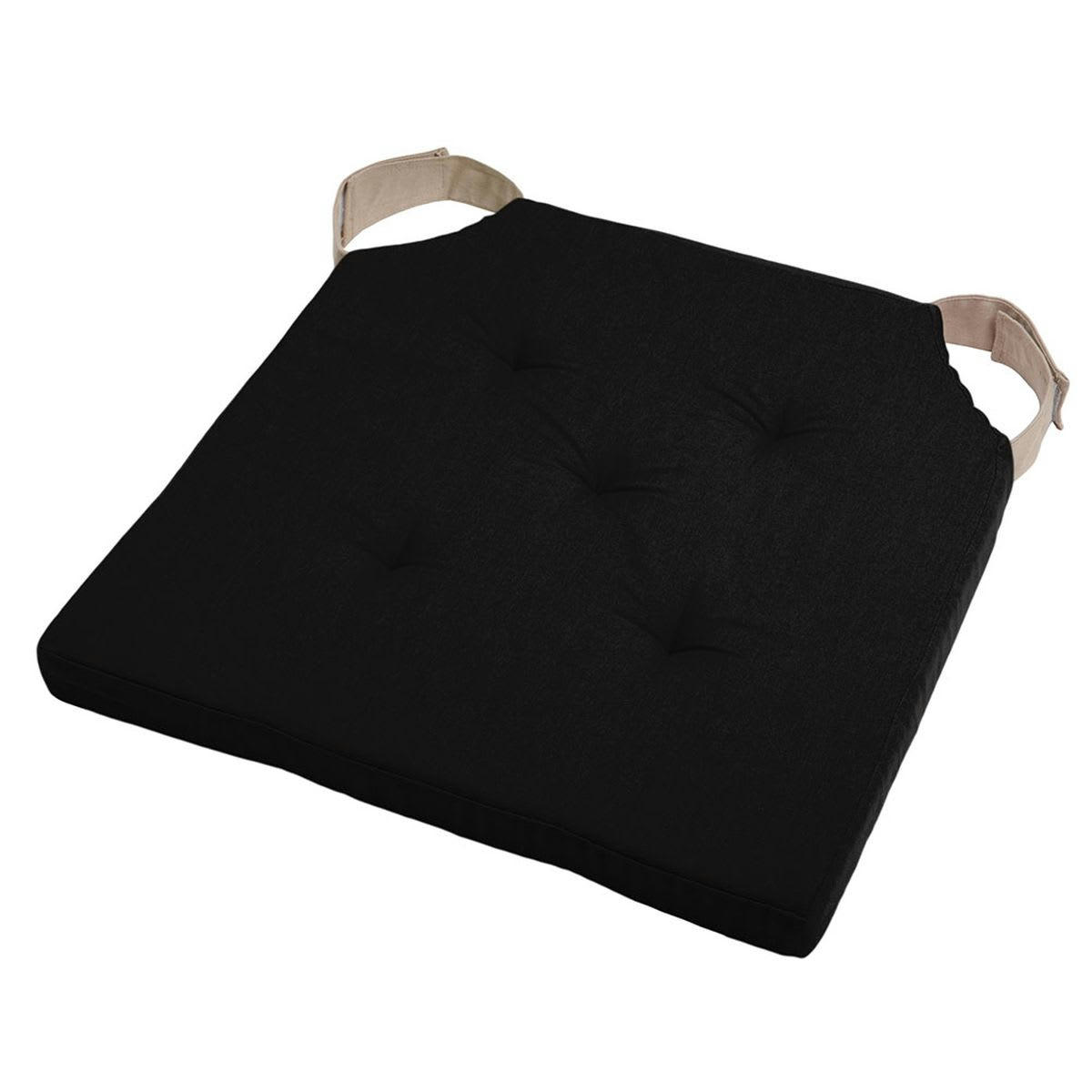 SCRATCHS - Coussin de chaise attaches scratchs noir 38x38