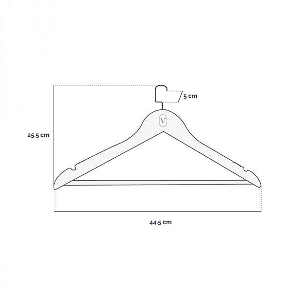 Lot de 20 cintres 44.5 cm pour vêtements adulte premium   avec crochet pivotant à 360 degrés - Vivezen