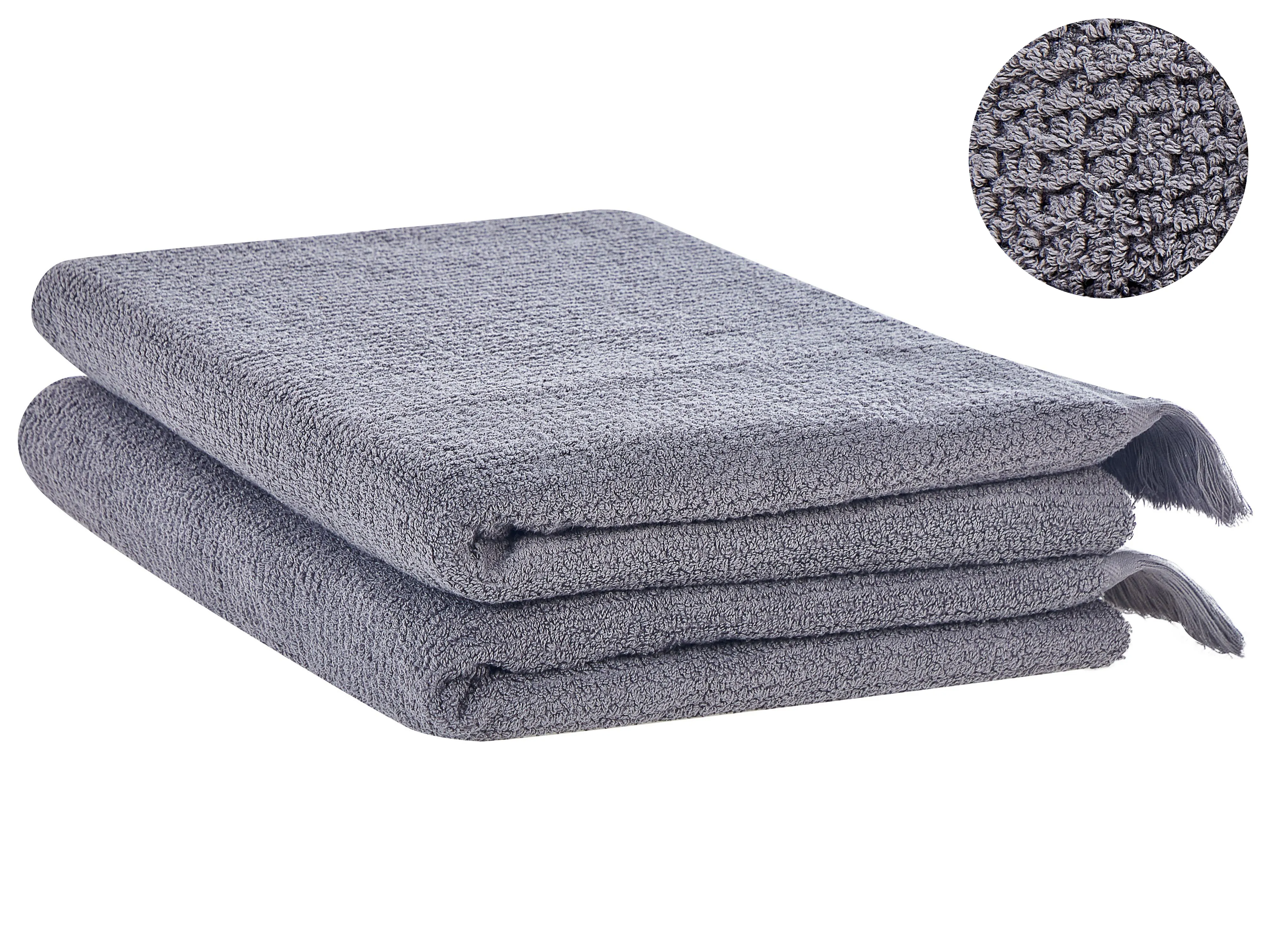 Set of 2 Towels ATIU Terry Cotton Grey