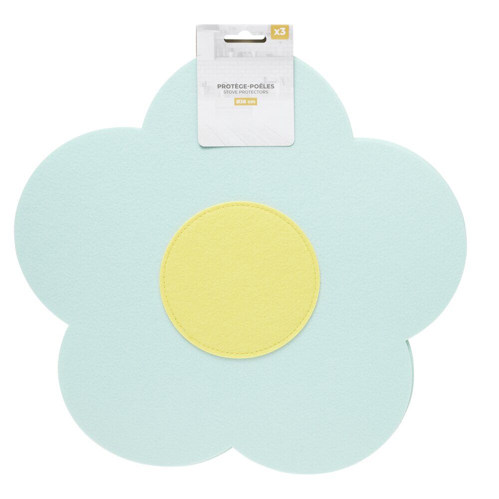Protège-poêle x3 feutrine forme fleur Ø38cm (2 modèles)