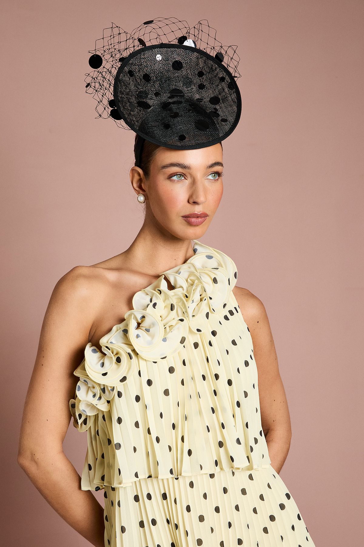 Coast Lisa Tan Front Facing Disc Fascinator With Veiling