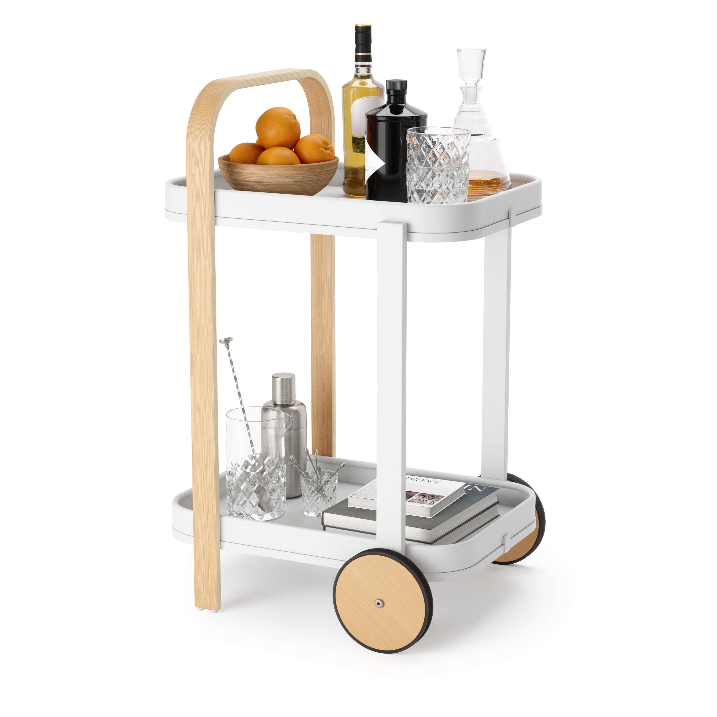 Umbra bartrolley met opbergplek Bellwood - 53 x 44 x 80 cm - Wit/naturel