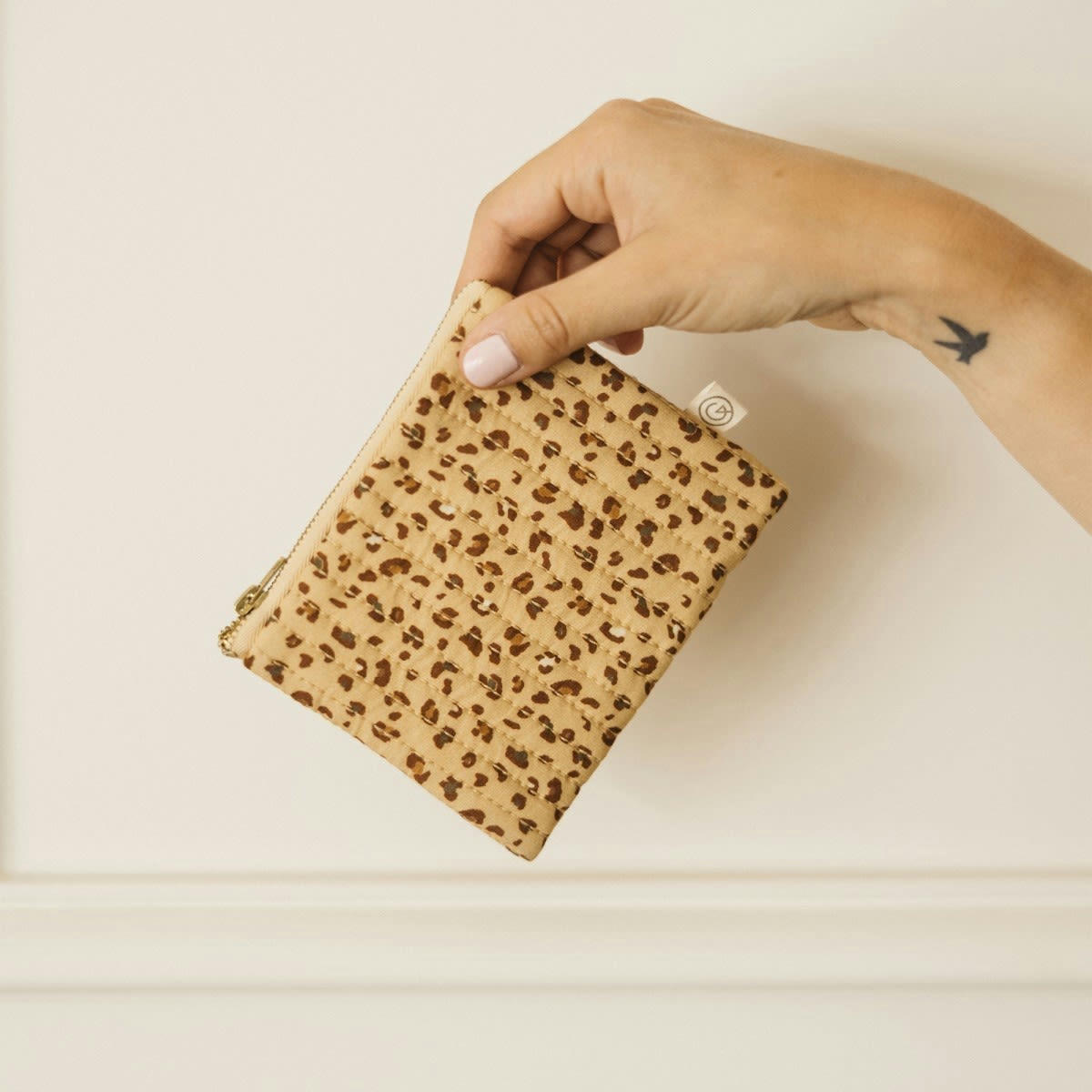 HÔTEL PARTICULIER - Porte monnaie en popeline de coton imrpimé léopard beige