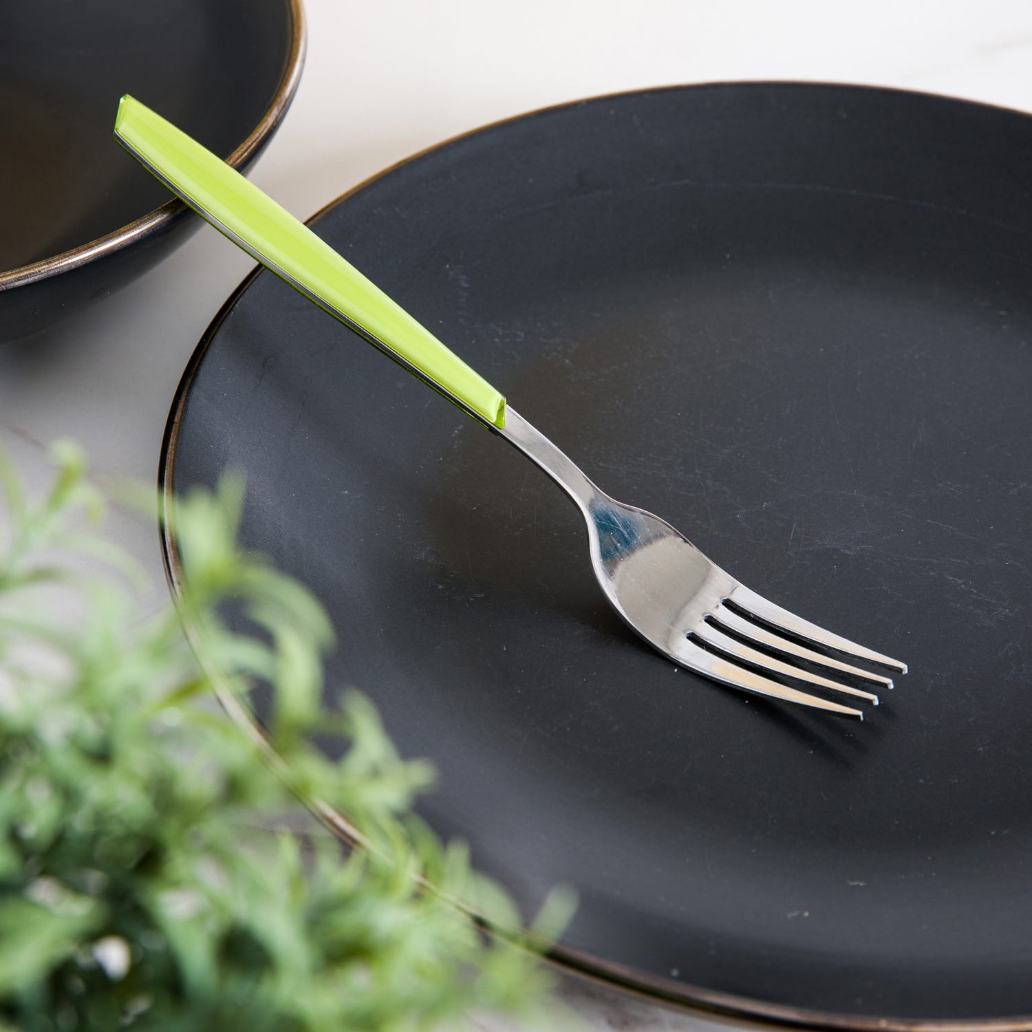 Forchetta tavola sfusa verde in acciaio inox Silhouette
