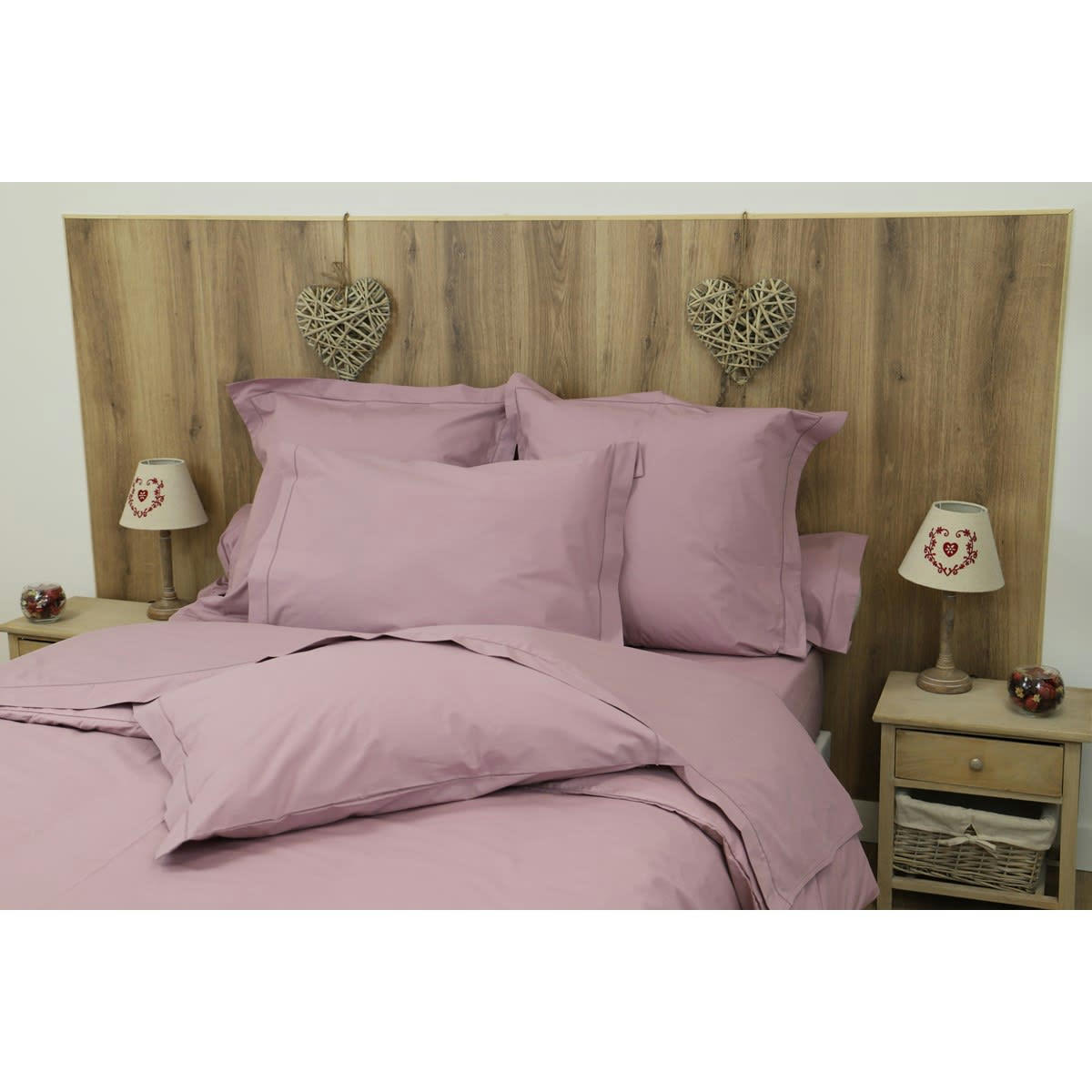 - Drap housse uni 200 fils en de coton violet 180x200 cm