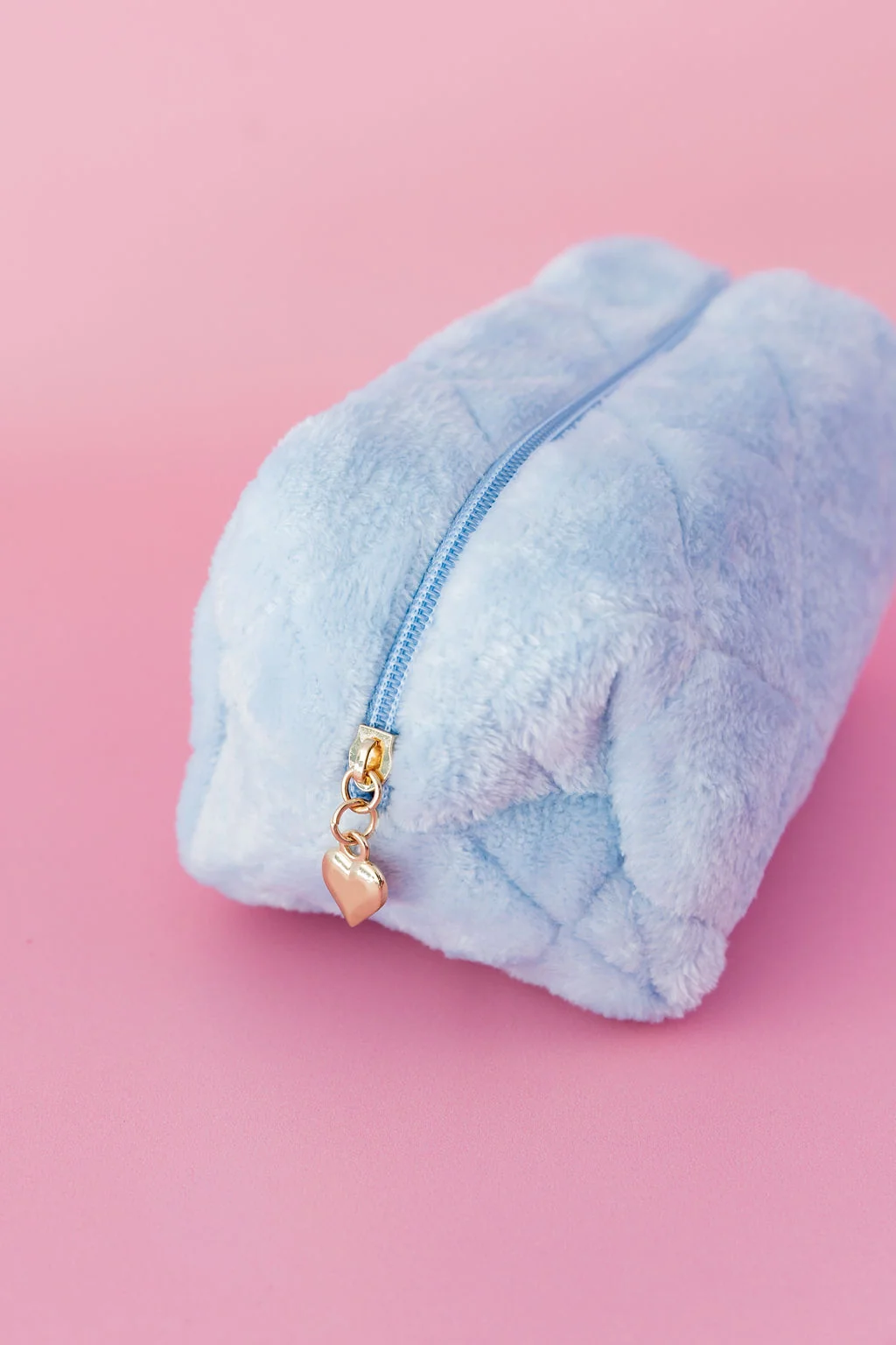 Faux Fur Cosmetics Bag in Baby Blue