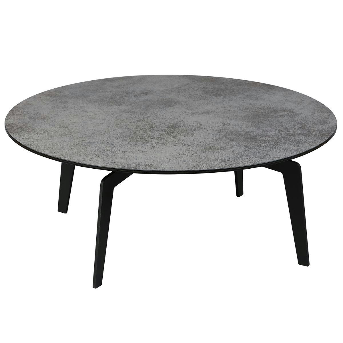 DELORA - Table  basse ronde acier et verre feuilleté