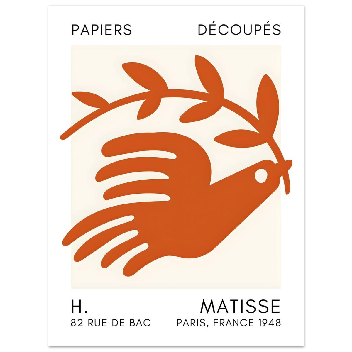 Artfulprints Poster Matisse – Peace dove orange  - 30x40 cm - Oranje