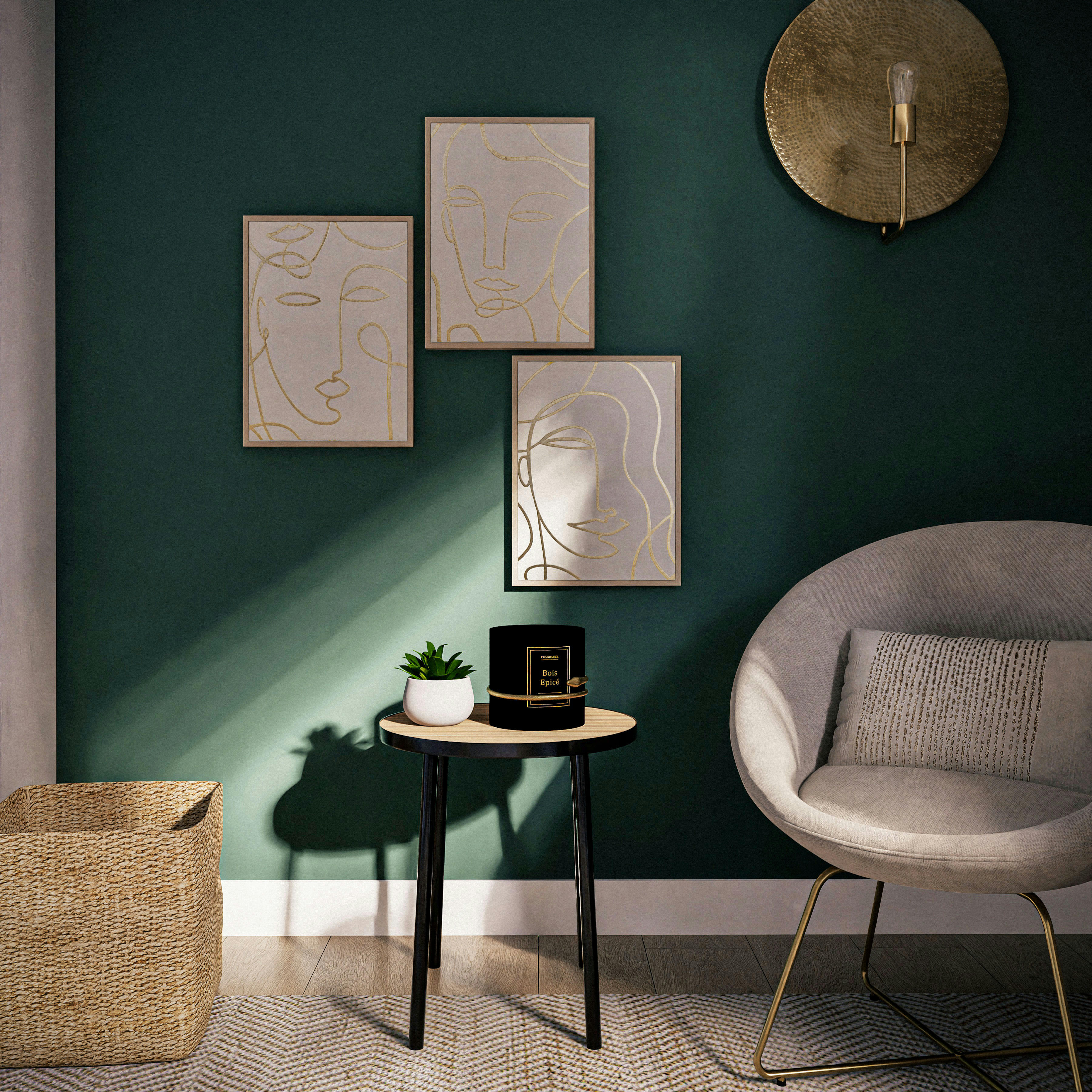 TIA - Bougie en verre et serpent en métal doré