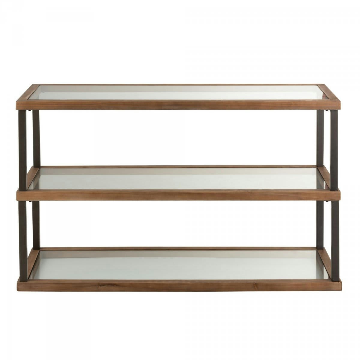 JULIA - Console 3 niveaux en verre et bois