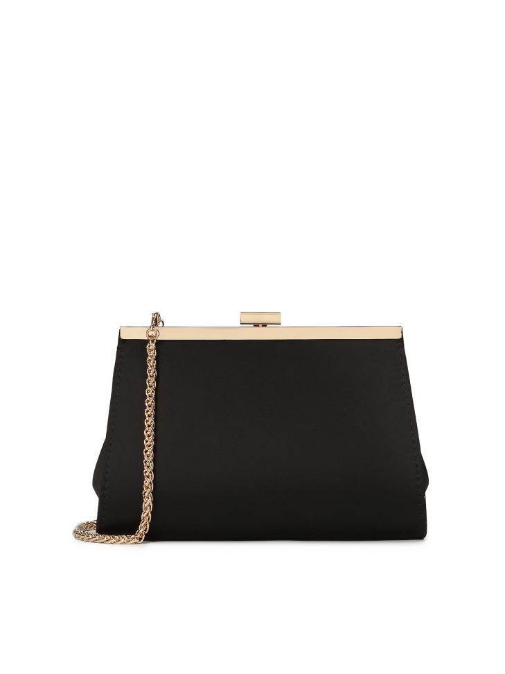 Black clutch bag with metal frame