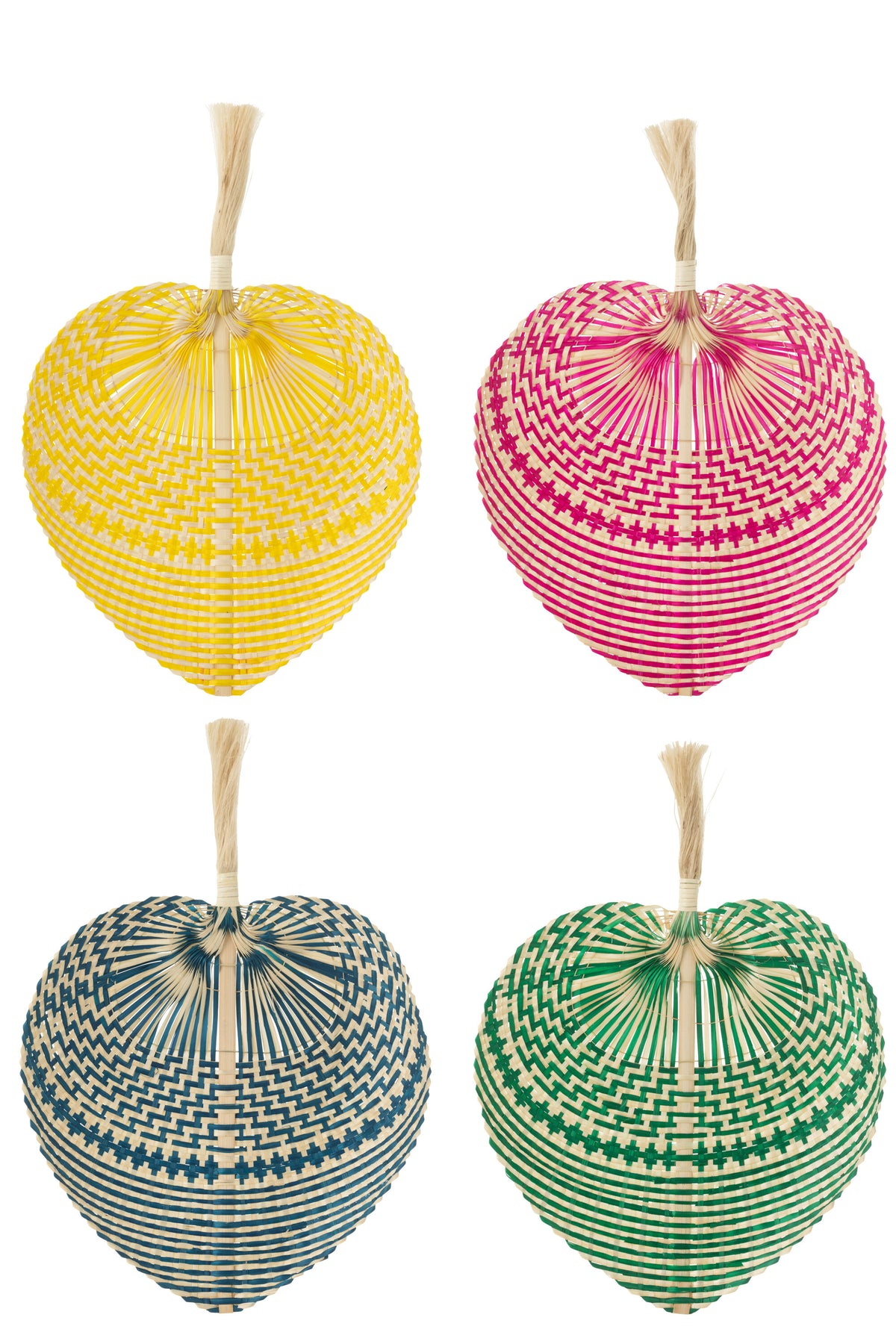 J-Line wanddecoratie Waaier Geweven - bamboe - mix - large - 4 stuks