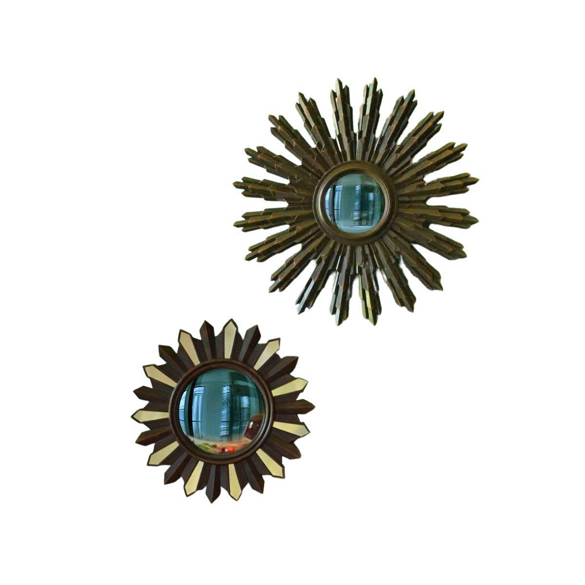 - Set de 2 miroirs convexes -37.500x0.000 cm - Marron - Polyrésine