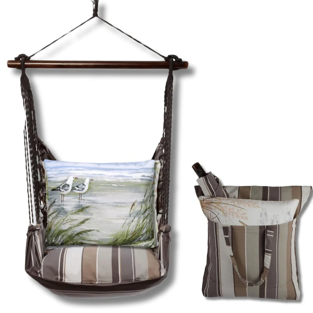 Magnolia Casual Swing Set 4 piece - Slate Gray Stripe w/ Seagulls