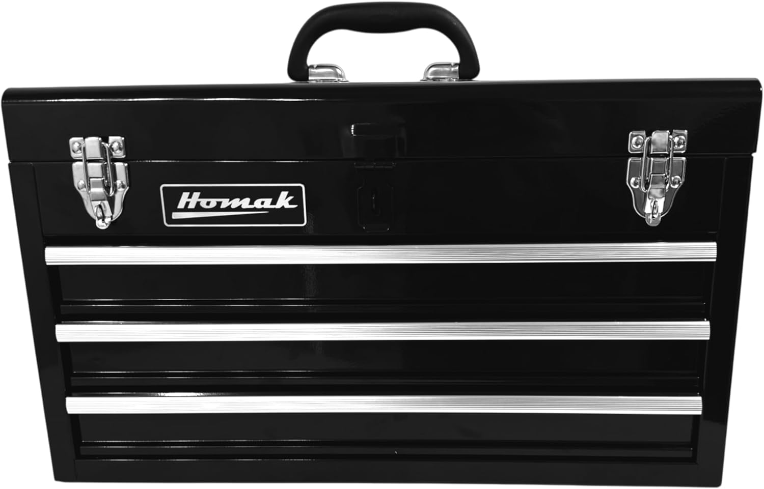 Homak 3 Drawer Ball Bearing Toolbox Chest, Black, 20 Inches