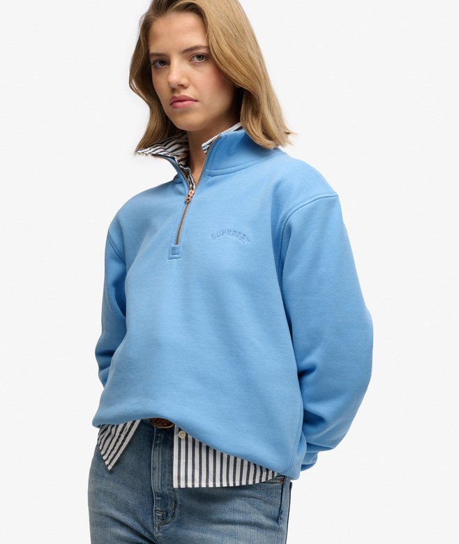 Essential Logo Embroidered Half Zip Jumper