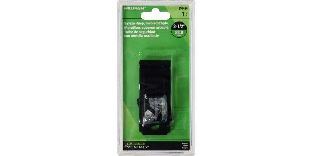 Hillman Swivel Staple Safety Hasp, Black, 3-1/2-in