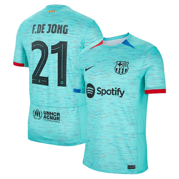 Frenkie de Jong Barcelona Nike 2023/24 Third Replica Jersey - Aqua/Royal/White