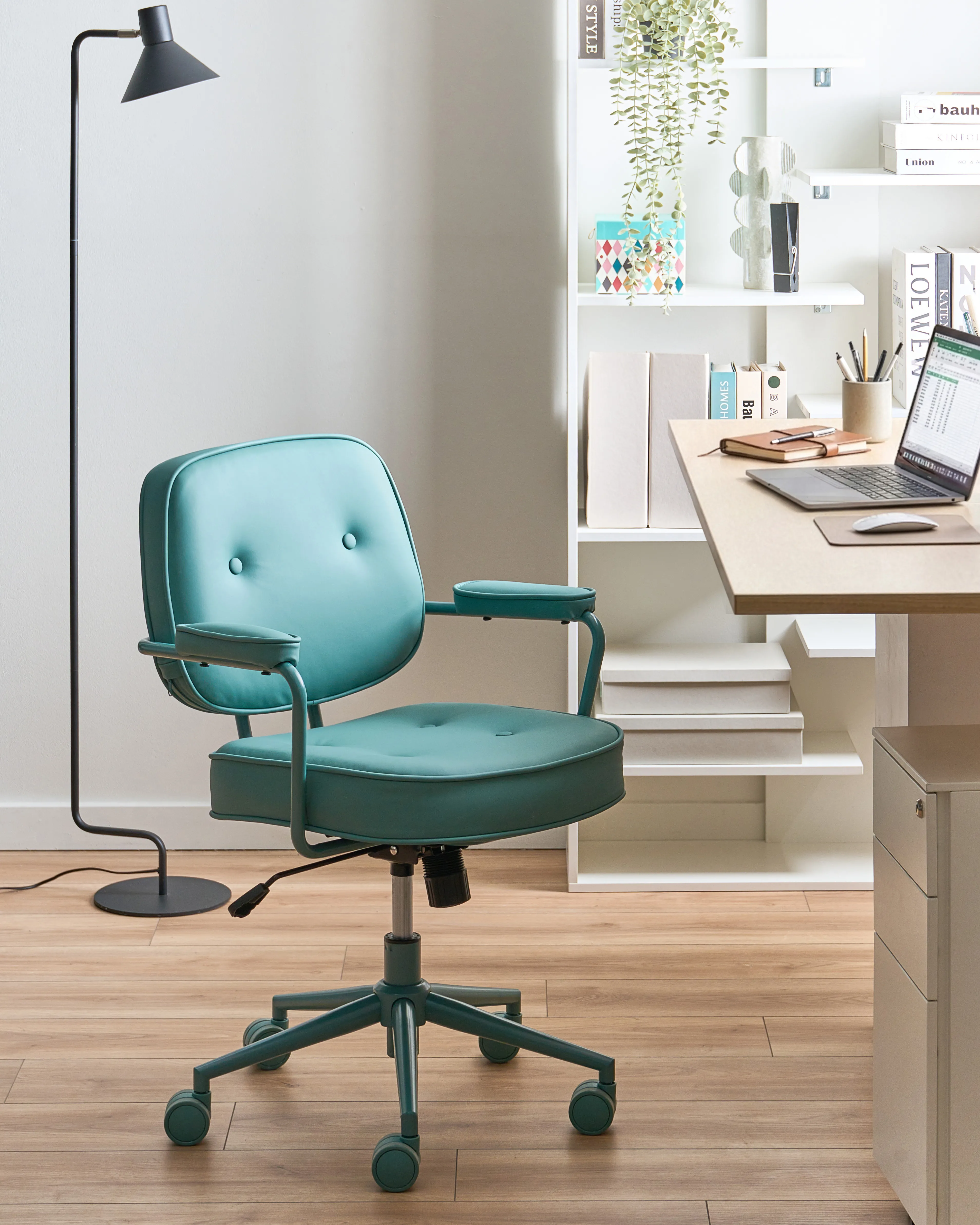 Desk Chair PARAMUS Faux Leather Turquoise