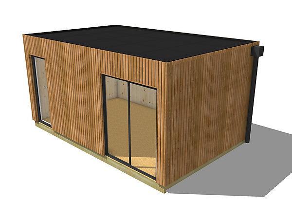 Bureau de jardin 4 saisons en bois 5,5 x 3,5 x 2,7 m / isolation RE2020 avec plancher isolé