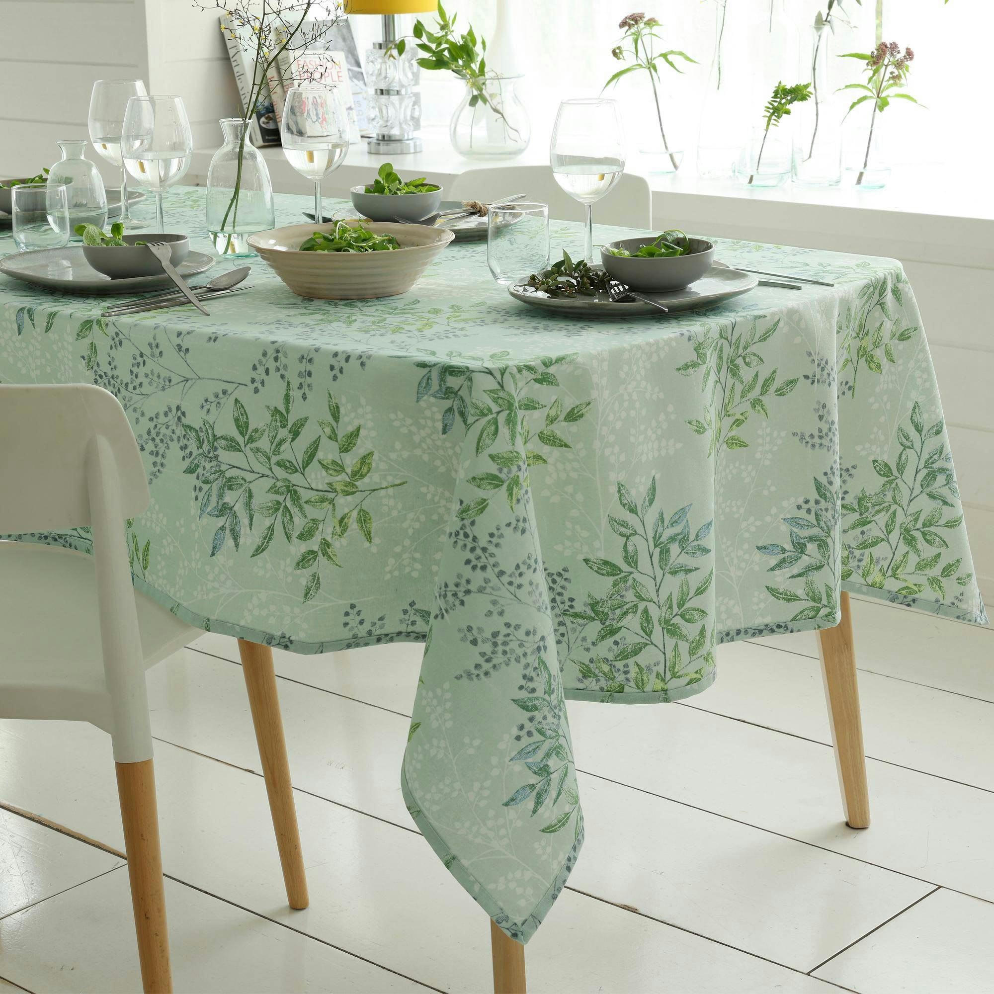 CAPUCINE - Nappe 140x140 vert en coton 170 g/m²