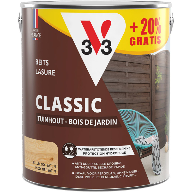 Lasure pour bois de jardin Classic incolore 2,5 L   0,5 L gratuit V33