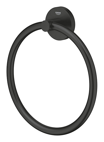 Anneau porte-serviettes mural en métal noir mat pour salle de bains, Grohe Quickfix