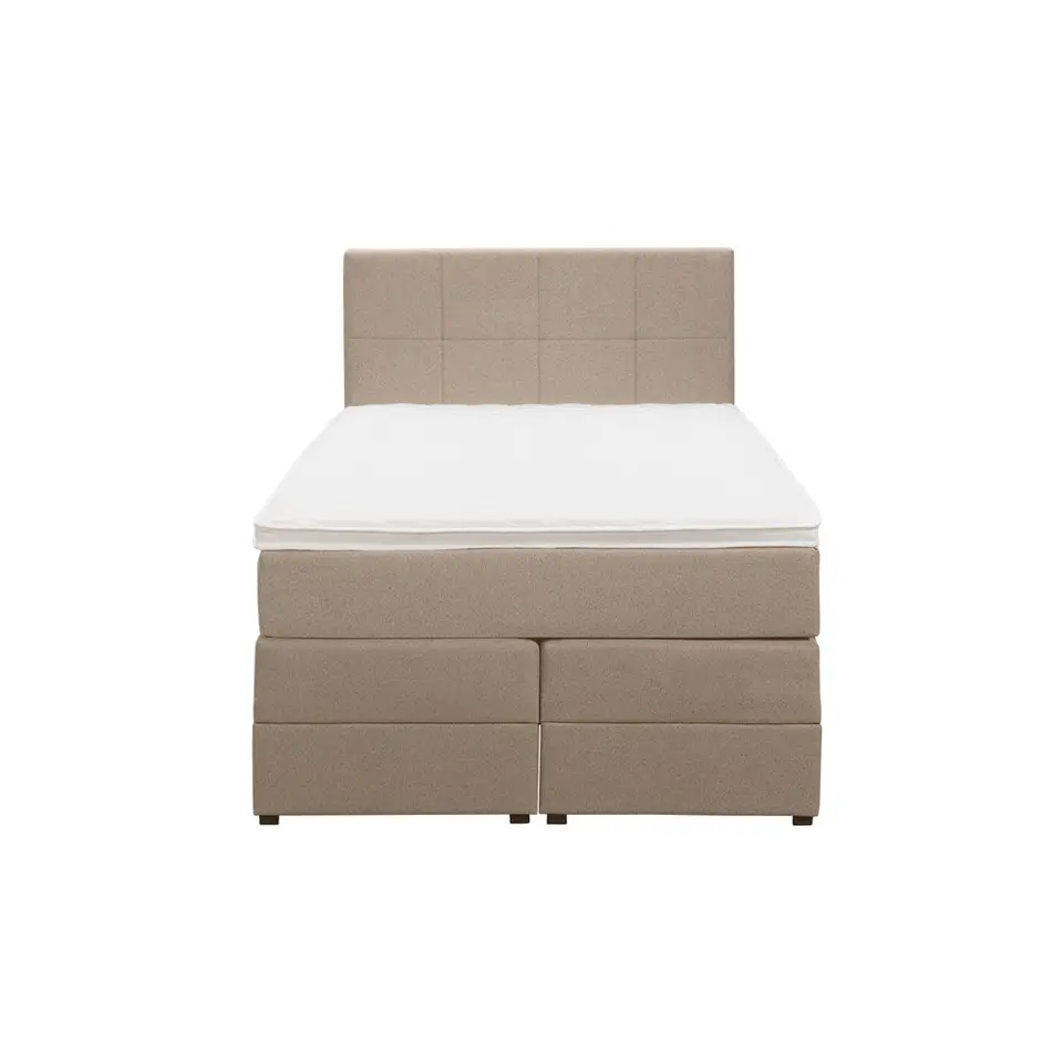 Boxspring met opbergruimte Liv geblokt - beige - 120x200 cm
