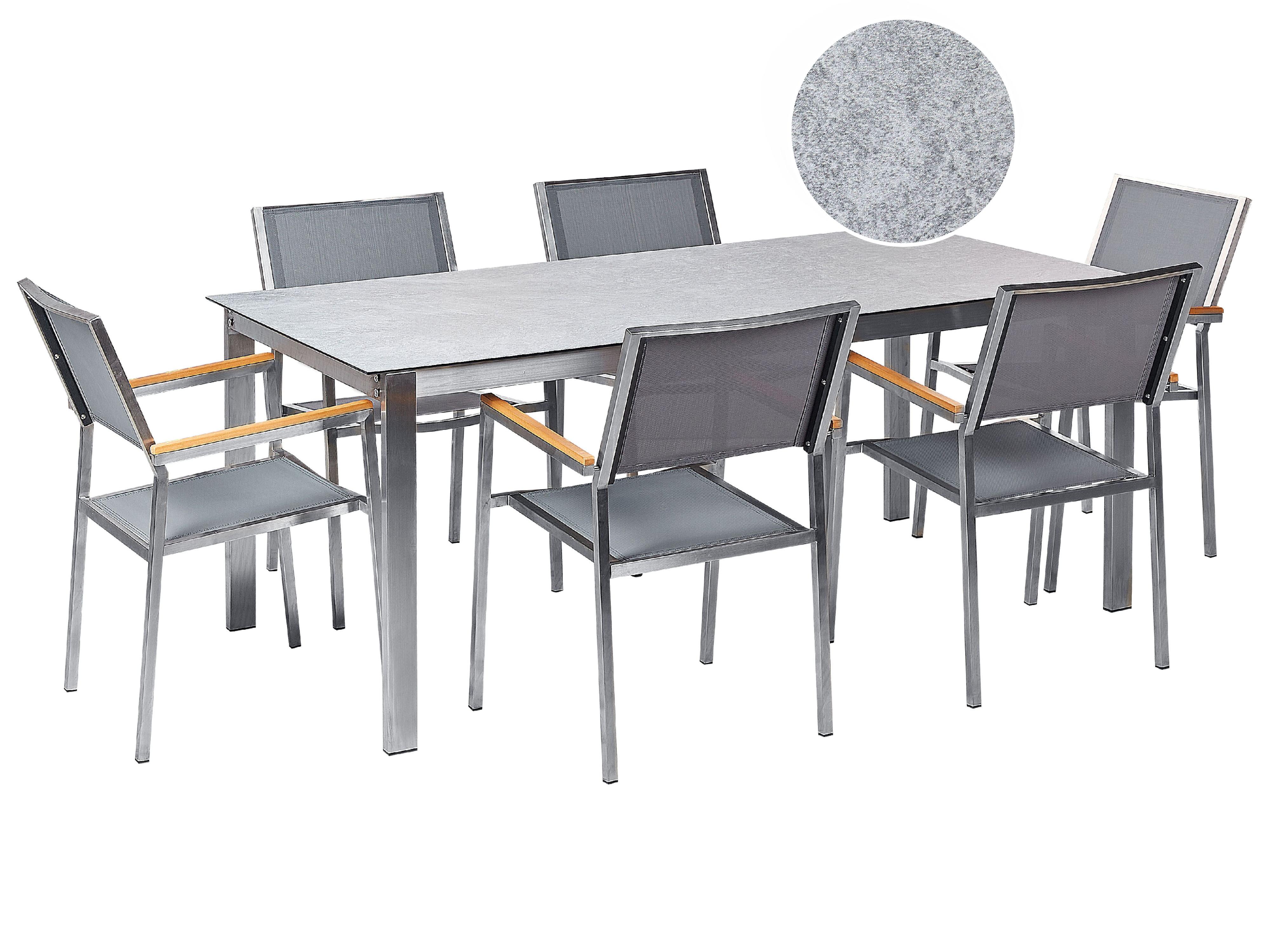 Garden Dining Set 4 Seater COSOLETO/GROSSETO Tempered Glass Marble Effect Grey