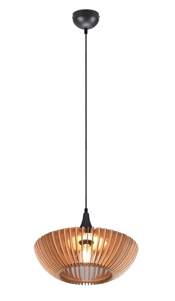 Lampa wisząca COLINO czarna-jasne drewno 1xE27x40W IP20 Trio