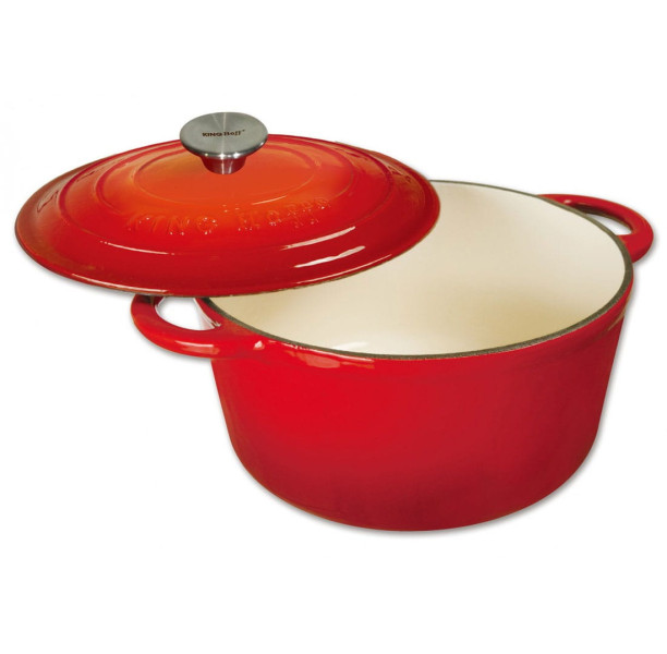 Garnek żeliwny 20cm 2.4L indukcja na gaz czerwony KINGHOFF