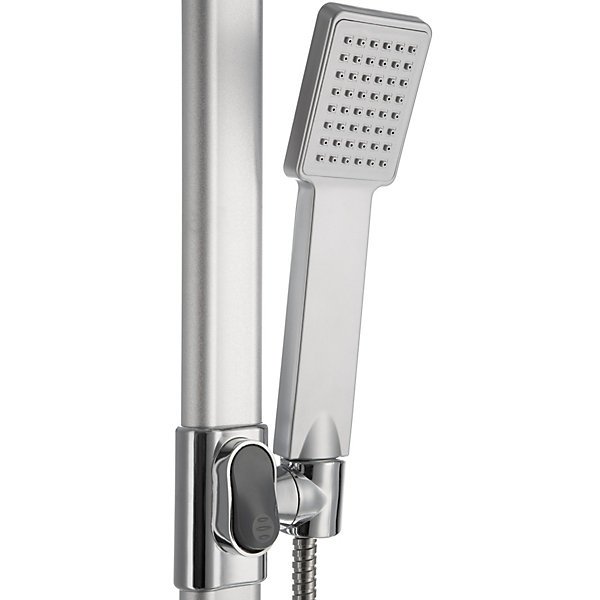 Colonne de douche avec porte savon aspect chrome gris