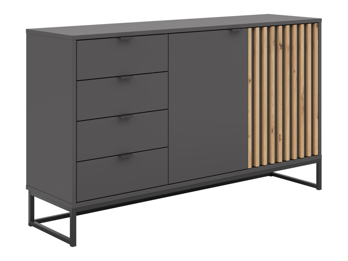 Komoda Phil 140 cm z 2 drzwiami i 4 szufladami dąb artisan/antracyt