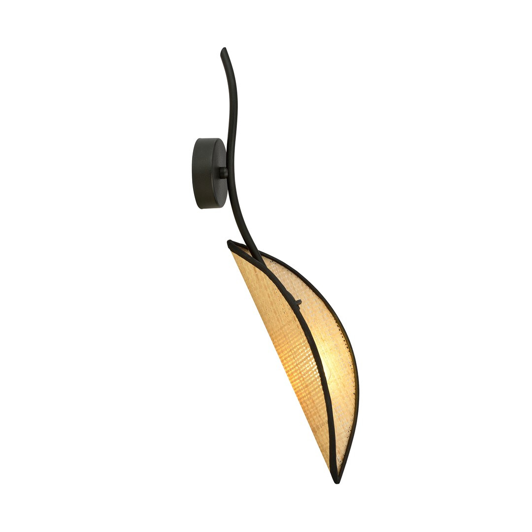 Kinkiet Lotus K1 Black/Rattan Dyskretne Miękkie Światło
