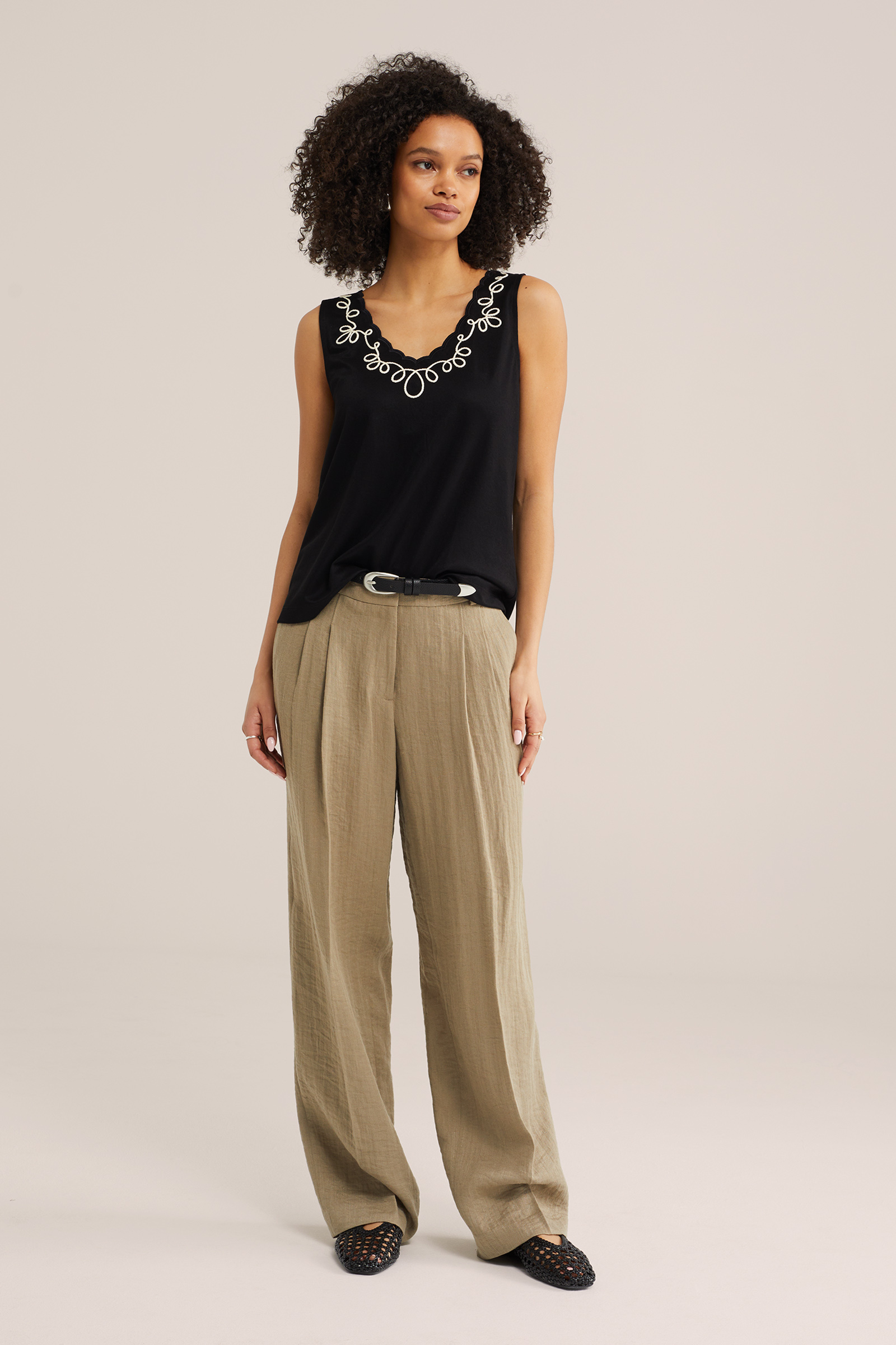 Dames singlet met embroideries