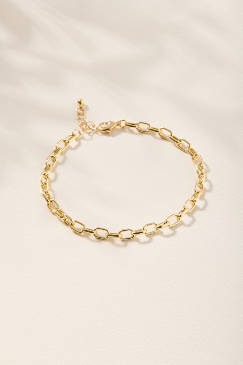 Paperclip Chain Charm Bracelet Base?Gold